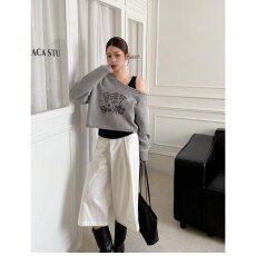 批发档口上新 春秋季女装宽松落肩短款套头针织衫毛衣斜肩<b class='q'>一字领</b>长袖