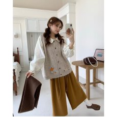 批发档口上新 2026秋冬新款女装宽松圆领单排扣针织马甲<b class='q'>毛衣</b>背心