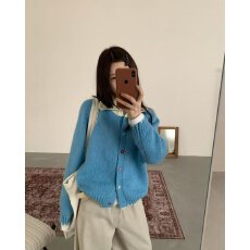 批发档口上新 2026年秋冬新款<b class='q'>女装</b>宽松落肩针织开衫毛衣<b class='q'>外套</b>撞色纽扣
