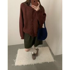 批发档口上新2026年秋冬新款<b class='q'>女装</b>宽松落肩针织开衫慵懒风毛衣<b class='q'>外套</b>百搭