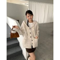 批发档口上新2026年秋冬新款<b class='q'>女装</b>连帽针织开衫宽松落肩中长款毛衣<b class='q'>外套</b>