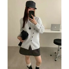 批发档口上新 2026年春秋新款<b class='q'>女装</b>宽松落肩斜襟针织开衫长袖毛衣<b class='q'>外套</b>
