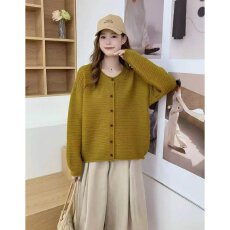 批发档口上新 2026年春秋新款女装宽松落肩圆领<b class='q'>长袖</b>针织<b class='q'>开衫</b>毛衣<b class='q'>外</b><b class='q'>搭</b>