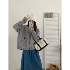 批发档口上新 2026年秋冬新款女装宽松落肩圆领<b class='q'>针织</b>开衫毛衣外套百搭