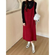 批发档口上新 2026春季新款女装针织吊带连衣裙宽松中长款<b class='q'>背心</b>裙百搭