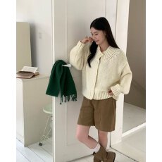 批发档口上新 2026年秋季新款女装宽松落肩翻领<b class='q'>镂空</b>针织<b class='q'>开衫</b>毛衣百搭