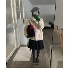 批发档口上新 2026年秋冬慵懒风宽松翻领麻花针织开衫女百搭毛衣外套