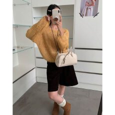 批发档口上新2026年<b class='q'>夏</b>季新款女装宽松落肩大圆领镂空针织套头毛衣薄款