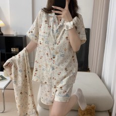 批发游乐园小狗睡衣女款爆款2026新款秋季短袖短裤夏家居服套装可外穿