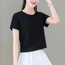 批发短袖t恤女2026新款夏季上衣小个子高腰显瘦宽松百搭<b class='q'>体恤衫</b>短款韩