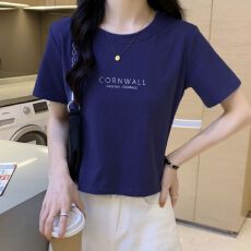 批发正肩杏色t恤女夏短袖欧货2026新款<b class='q'>打底衫</b>chic复古港味修身显瘦t恤