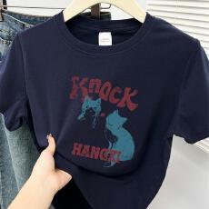 批发正肩短袖t恤女夏季新款圆领卡通印花韩版大码胖mm显瘦<b class='q'>打底衫</b>上衣