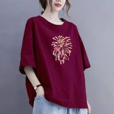 批发韩版黑色纯棉短袖女2026圆领夏季新款<b class='q'>全棉</b>宽松版大码显瘦遮肉上衣