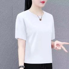 批发女士t恤短袖夏季新款时尚百搭宽松显瘦大码遮肚上衣遮肉<b class='q'>体恤衫</b>洋