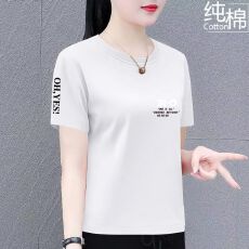 批发纯棉短袖t恤女夏季新款时尚百搭宽松显瘦大码女装遮肚上衣<b class='q'>体恤衫</b>