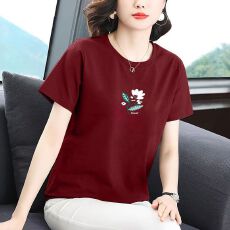 批发纯棉时尚短袖t恤女士夏装2026新款宽松显瘦<b class='q'>大码</b>休闲妈妈上衣减龄