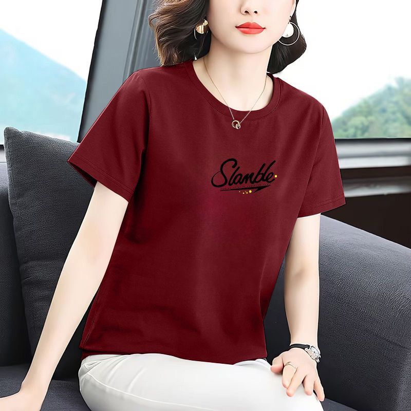 RY6534# 2026纯棉夏季新款薄款短袖t恤大码女装正肩遮肚藏肉休闲上...