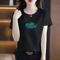批发2026新款纯棉短袖T恤女装洋气<b class='q'>大码</b>夏季简约圆领时尚百搭正肩上衣