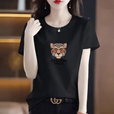 批发纯棉女士<b class='q'>大码</b>正肩短袖t恤夏装2026新款宽松时尚洋气圆领上衣减龄