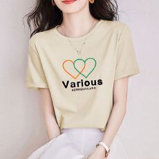 批发高档纯棉短袖t恤女夏季外穿时尚宽松洋气减龄上衣正肩<b class='q'>体恤衫</b>上衣