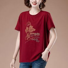批发大码纯棉t恤女短袖中年妈妈夏季新款宽松半袖全棉上衣胖MM<b class='q'>体恤衫</b>
