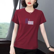 批发短袖t恤纯棉女士夏装显瘦年轻<b class='q'>妈妈</b>装高档气质上衣中年大码体恤衫