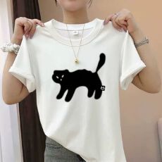 批发2026夏季正肩圆领纯棉短袖<b class='q'>t</b>恤女<b class='q'>白色</b>洋气独特别致百搭基础款上衣