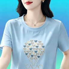 批发<b class='q'>中老年</b>女士纯棉短袖t恤2026新款夏妈妈衣服显瘦大码女装宽松上衣