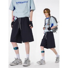批发网络图E161原版泡泡格五分短裤紫色黑色M-3XL