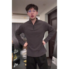 批发280克有氨纶加厚德绒链德绒打底衫男秋冬美式痞帅立领内搭健身训