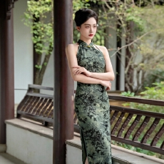 批发2026复古夏季新中式新款无袖<b class='q'>旗袍</b>弹力改良长款日常修身连衣裙