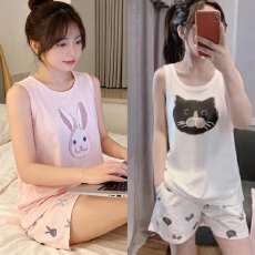 批发秋雅莉-<b class='q'>夏季</b><b class='q'>睡衣</b>女爆款家居服- 猫咪背心双短 15.5元