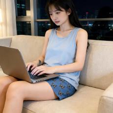 批发秋雅莉-<b class='q'>夏季</b><b class='q'>睡衣</b>女爆款家居服-纯浅蓝背心衣双短 15.5元