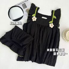 批发小飞袖荷叶边睡衣女可爱夏季吊带甜美木耳边两件套<b class='q'>女士</b>款家居<b class='q'>服装</b>