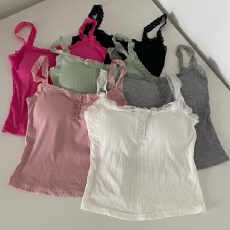 批发蕾丝花边白色吊带女纯欲修身甜辣打底上衣夏季防走光短款外穿背心