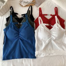 批发实拍美式带胸垫吊带背心女春夏新款单穿内搭甜辣妹显瘦<b class='q'>百搭</b>美背