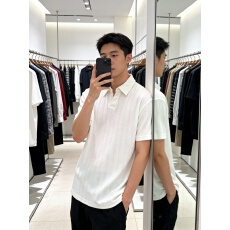批发短<b class='q'>袖</b>polo衫男款夏季白色麦穗纹肌理感t恤翻领透气<b class='q'>半截</b><b class='q'>袖</b>
