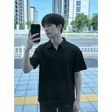 批发短<b class='q'>袖</b>polo衫男款夏季白色麦穗纹肌理感t恤翻领透气<b class='q'>半截</b><b class='q'>袖</b>