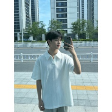 批发短<b class='q'>袖</b>polo衫男款夏季白色麦穗纹肌理感t恤翻领透气<b class='q'>半截</b><b class='q'>袖</b>