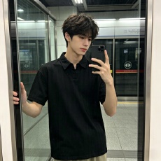 批发短<b class='q'>袖</b>polo衫男款夏季白色麦穗纹肌理感t恤翻领透气<b class='q'>半截</b><b class='q'>袖</b>
