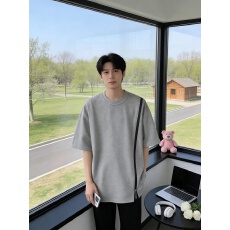 广州面料，纯棉曼巴棉夏季新款撞色拉链设计圆领宽松百搭男士