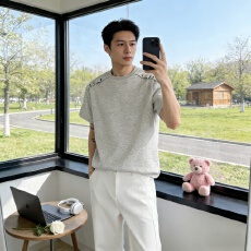 批发男势正肩<b class='q'>短袖</b>T恤<b class='q'>男生</b>夏季新款潮牌解构拼接宽松休闲半袖