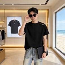 批发男势正肩短袖<b class='q'>T</b>恤男生夏季新款潮牌解构拼接宽松休闲半袖
