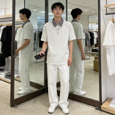 美式假两件正肩POLO衫男款夏季设计感翻领格子衬衫领拼接短袖T恤