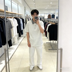 美式假两件正肩POLO衫男款夏季设计感翻领格子衬衫领拼接短袖T恤