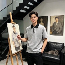 批发美式撞色拼接短袖POLO衫男<b class='q'>夏</b>季潮流宽松设计感小众百搭针织男士
