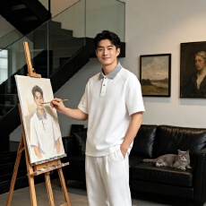 批发美式撞色拼接短袖POLO衫男<b class='q'>夏</b>季潮流宽松设计感小众百搭针织男士