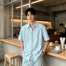 批发<b class='q'>夏季</b>日系复古格子短袖衬衫男女宽松休闲百搭潮流薄款衬港风痞帅男