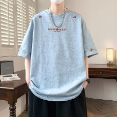 批发2026夏季新款男士潮牌短袖T恤刺绣情侣半袖