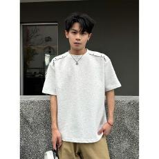 批发正肩短袖T恤男生夏季新款潮牌解构拼接宽松休闲半袖